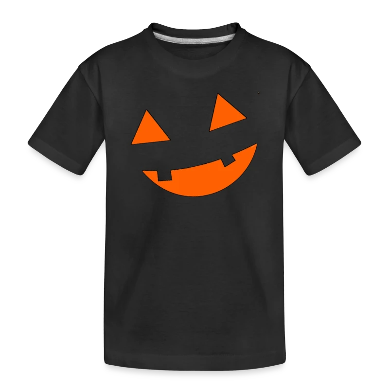 Big Scary Orange in Black Smiling Pumpkin Face Hal - Toddler Premium Organic T-Shirt