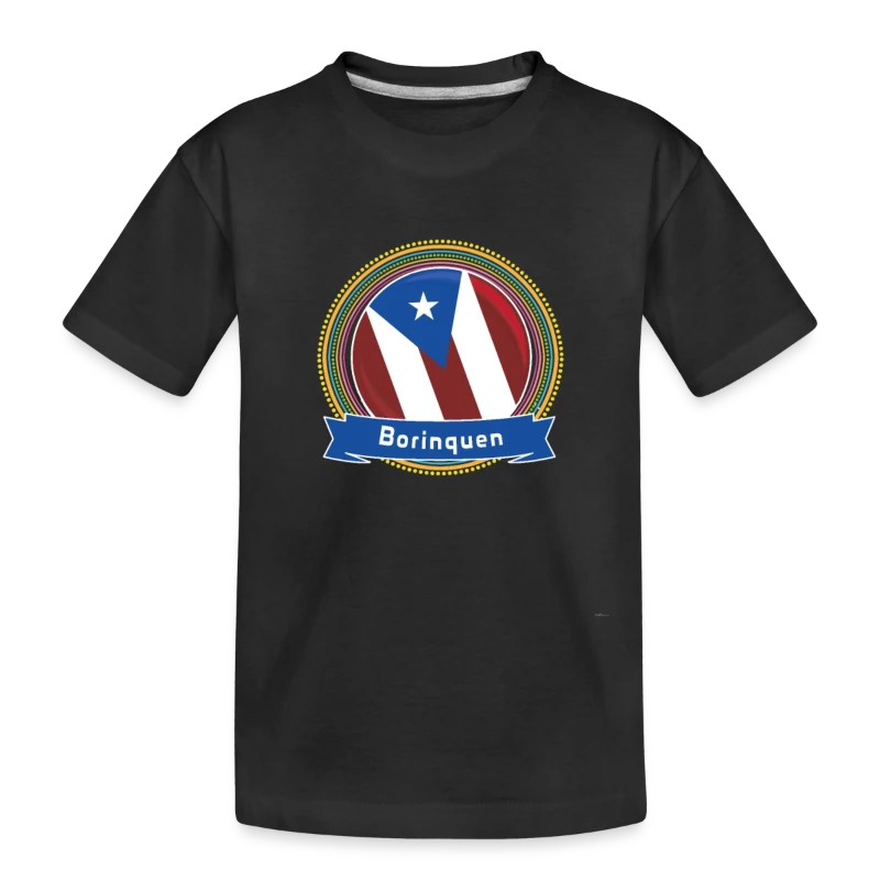 Borinquen Happy Holi Color Framed Borinquen Flag - Toddler Premium Organic T-Shirt