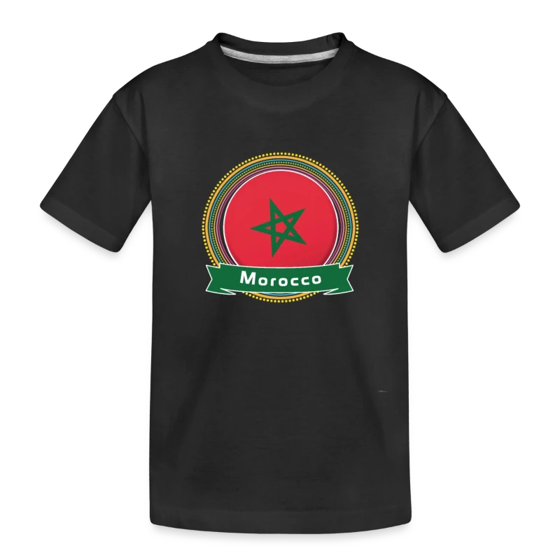 Morocco Happy Holi Color Framed Morocco Flag Banne - Toddler Premium Organic T-Shirt