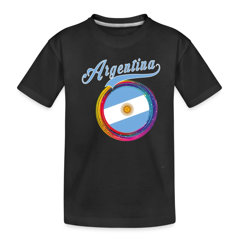 Argentina Sports Holi Color Framed Argentina Flag - Toddler Premium Organic T-Shirt