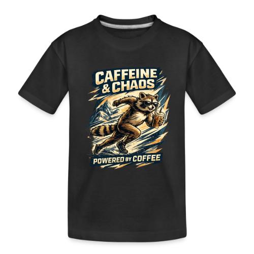 Funny Caffeine Chaos Raccoon Coffee Lover Morning - Toddler Premium Organic T-Shirt