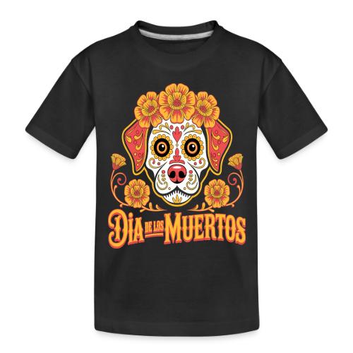 Dia De Los Muertos Dog Skull Flowers - Toddler Premium Organic T-Shirt