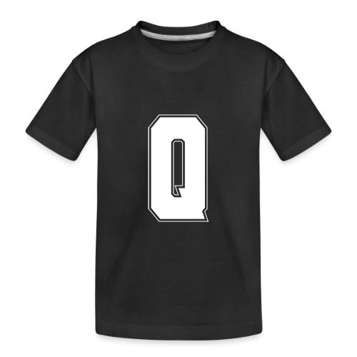 White Letter Q – Varsity Alphabet Monogram - Toddler Premium Organic T-Shirt
