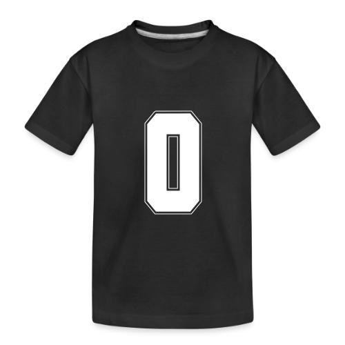 White Number 0 – Varsity Font - Toddler Premium Organic T-Shirt