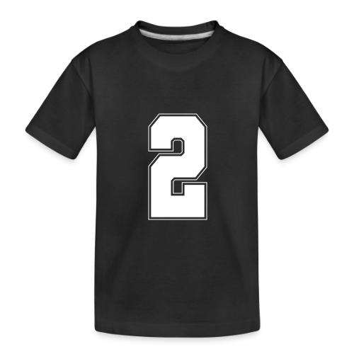 White Number 2 – Varsity Font - Toddler Premium Organic T-Shirt