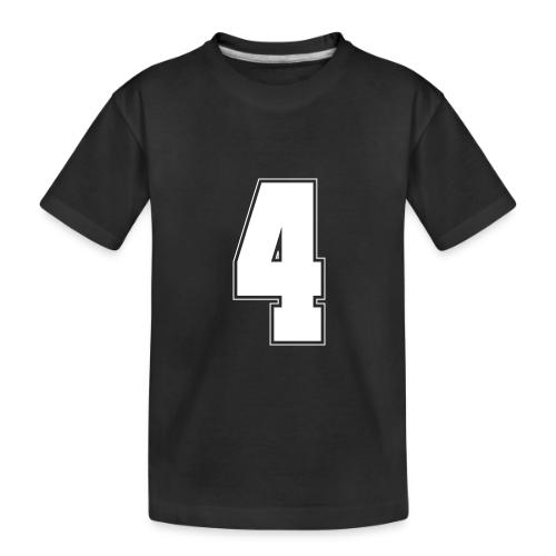 White Number 4 – Varsity Font - Toddler Premium Organic T-Shirt