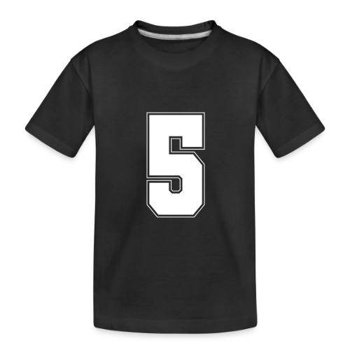 White Number 5 – Varsity Font - Toddler Premium Organic T-Shirt