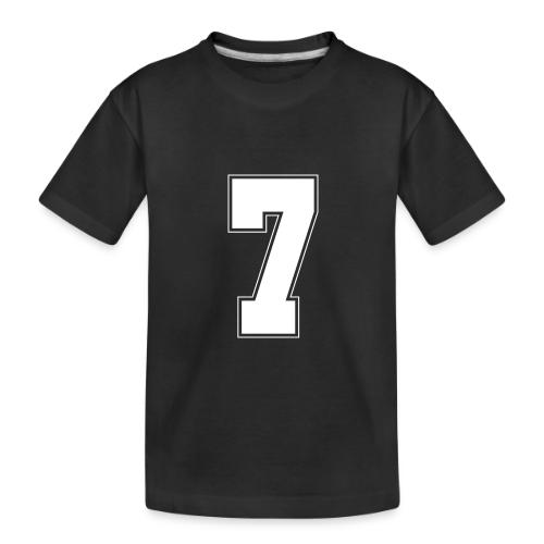 White Number 7 – Varsity Font - Toddler Premium Organic T-Shirt