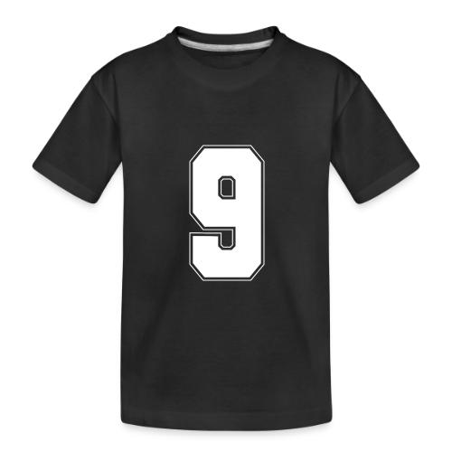 White Number 9 – Varsity Font - Toddler Premium Organic T-Shirt