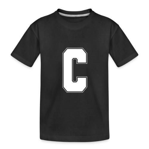 White Letter C – Varsity Alphabet Monogram - Toddler Premium Organic T-Shirt
