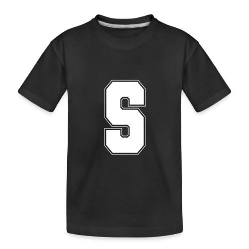 White Letter S – Varsity Alphabet Monogram - Toddler Premium Organic T-Shirt