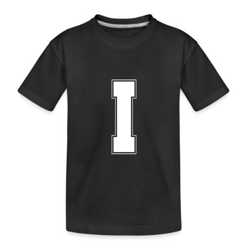 White Letter I – Varsity Alphabet Monogram - Toddler Premium Organic T-Shirt