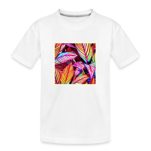 Striped Neon Leaves Design - Toddler Premium Organic T-Shirt