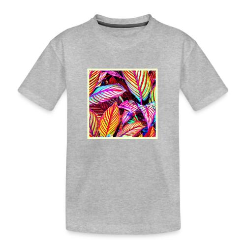 Striped Neon Leaves Design - Toddler Premium Organic T-Shirt