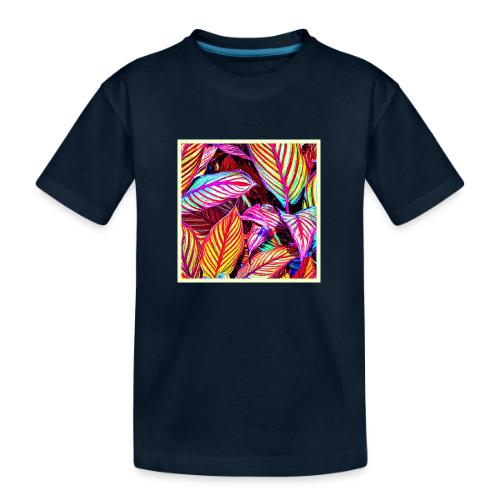 Striped Neon Leaves Design - Toddler Premium Organic T-Shirt