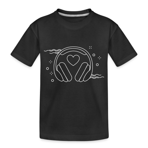 ❤️ + 🎧 (white outline) - Toddler Premium Organic T-Shirt