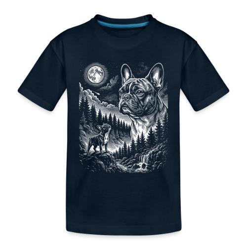 Vintage French Bulldog Moon Howling Tee - Toddler Premium Organic T-Shirt
