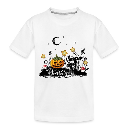 Halloween Horror, meadow with fly agarics, pumpkin - Kid's Premium Organic T-Shirt