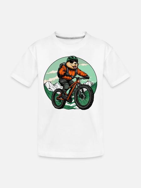 Biker Beaver - Kid's Premium Organic T-Shirt - white - Front