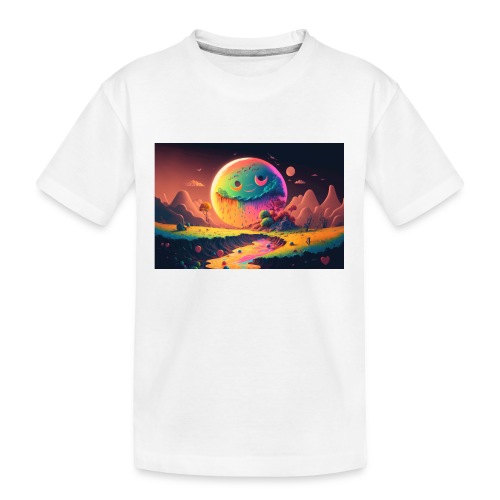 Spooky Smiling Moon Mountainscape - Psychedelia - Kid's Premium Organic T-Shirt