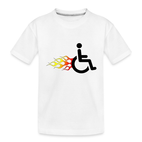 Wheelchair with flames, wheelchair humor, rollers - Kid's Premium Organic T-Shirt