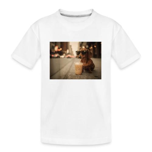 Funny Dachshund Iced Coffee Lover Tee - Kid's Premium Organic T-Shirt