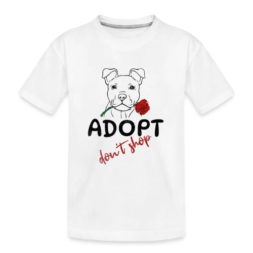 Retro Adopt Dont Shop Cute Puppy Rose Tee - Kid's Premium Organic T-Shirt