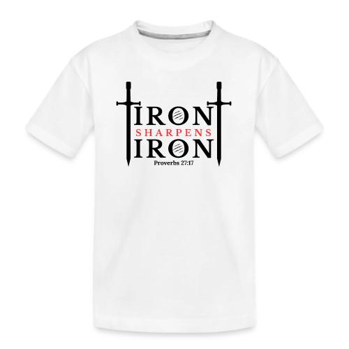 Iron Sharpens Iron - Proverbs 27:17 (Black & Red) - Kid's Premium Organic T-Shirt