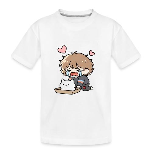 Crying Chibi Boy with Stray Cat - Kid's Premium Organic T-Shirt