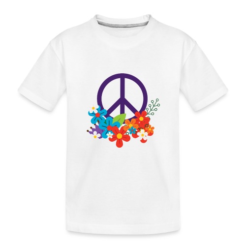 Hippie Peace Design With Flowers - Kid's Premium Organic T-Shirt