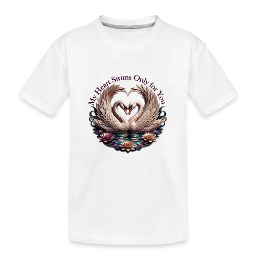 My Heart Swims Only for You Swan Heart T-Shirt - Kid's Premium Organic T-Shirt