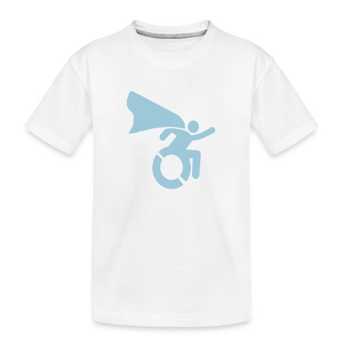 Wheelchair user with cape, go roller go, disabled - Kid's Premium Organic T-Shirt