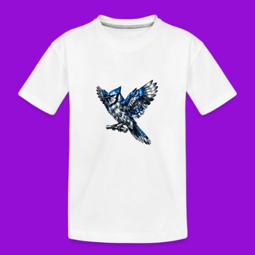Silver Blue Jay Open Wing Perch - Kid's Premium Organic T-Shirt