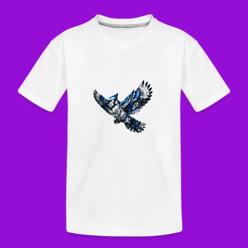 Silver Blue Jay in Flight - Kid's Premium Organic T-Shirt