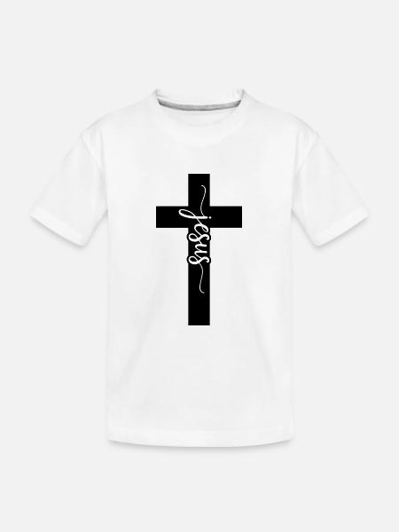 Jesus Cross, Christian clothing, cool Christian - Kid's Premium Organic T-Shirt - white - Front