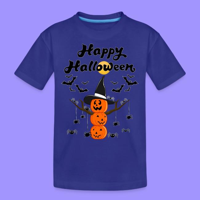Pumpkin Snowman | Happy Halloween Tree and Spiders