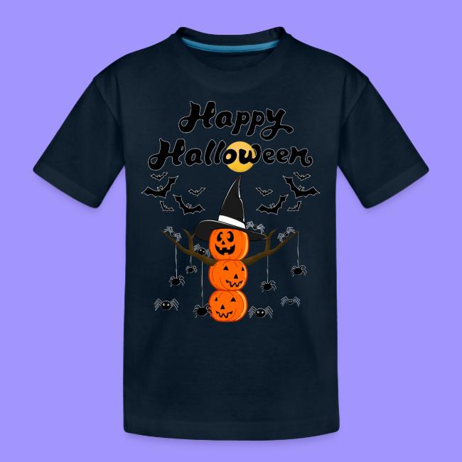 Pumpkin Snowman | Happy Halloween Tree and Spiders