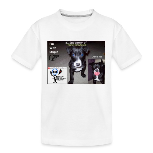 OTchanCharlieRoo Front with Mr Grey Back - Kid's Premium Organic T-Shirt