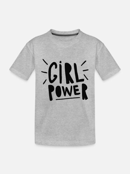 girl power - Kid's Premium Organic T-Shirt - heather gray - Front