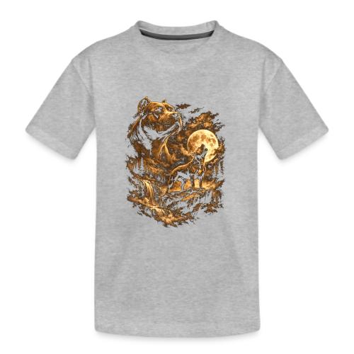 Pit Bull Howling Moon Fantasy Forest Tee - Kid's Premium Organic T-Shirt