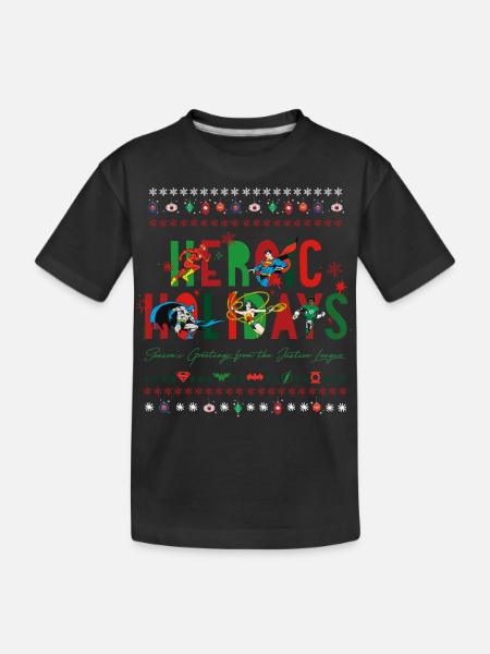 Justice League Heroic Holidays Noël - T-shirt bio Premium pour enfants - noir - Devant