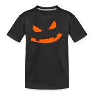 Big Scary Orange in Black Fierce Pumpkin Face Hall - Kid’s Premium Organic T-Shirt