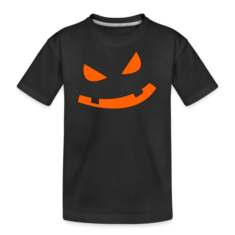 Big Scary Orange in Black Fierce Pumpkin Face Hall - Kid’s Premium Organic T-Shirt