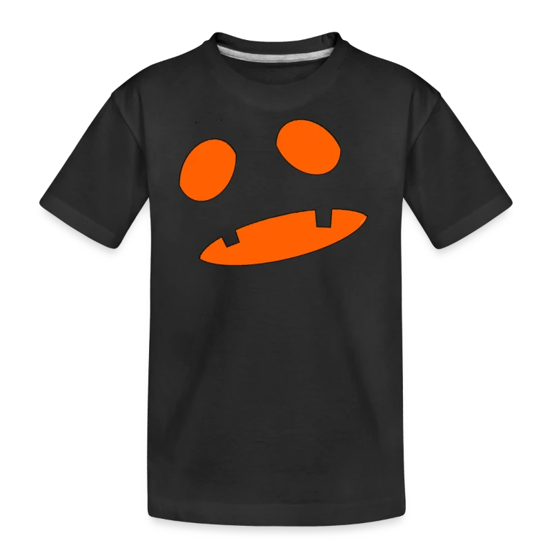 Big Scary Orange in Black Shocked Pumpkin Face Hal - Kid’s Premium Organic T-Shirt