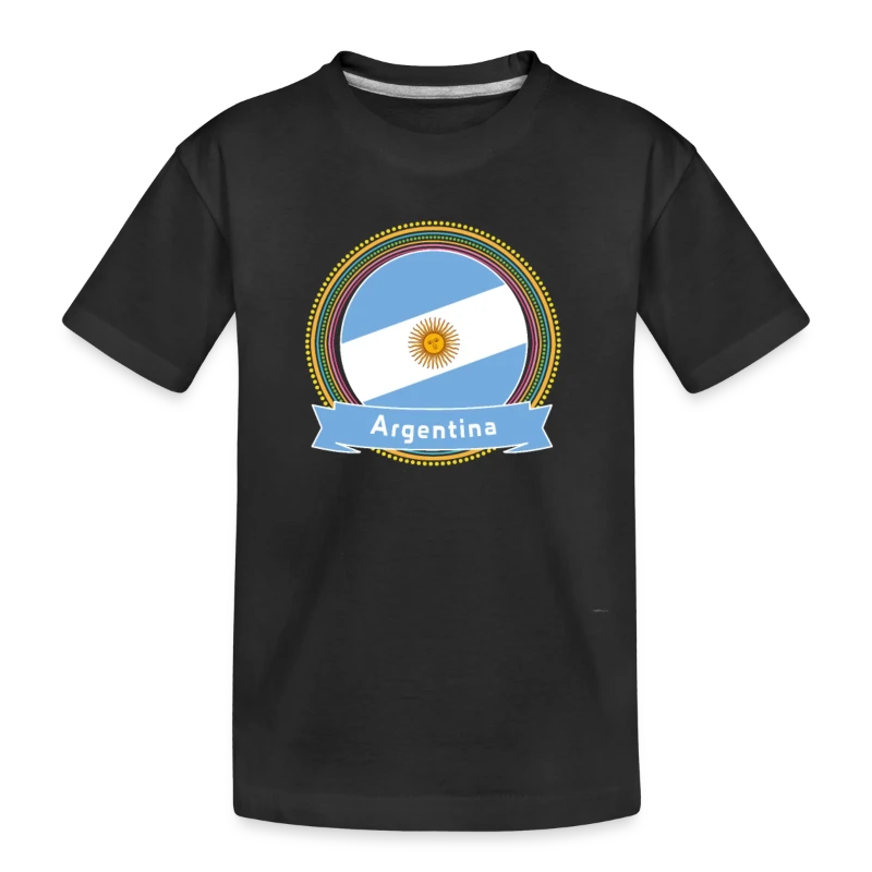 Argentina Happy Holi Color Framed Argentina Flag B - Kid’s Premium Organic T-Shirt