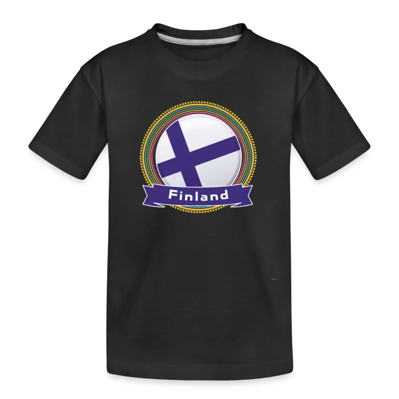 Finland Happy Holi Color Framed Finland Flag Banne - Kid’s Premium Organic T-Shirt