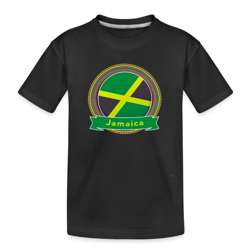 Jamaica Happy Holi Color Framed Jamaica Flag Banne - Kid’s Premium Organic T-Shirt
