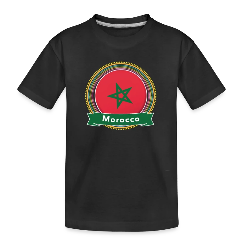 Morocco Happy Holi Color Framed Morocco Flag Banne - Kid’s Premium Organic T-Shirt