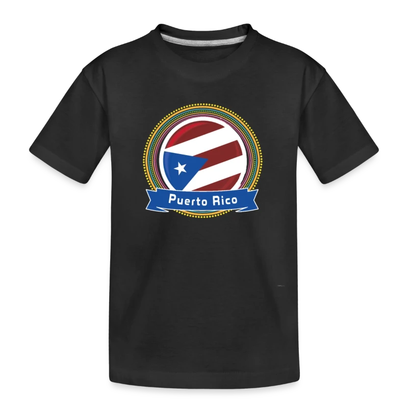 Puerto Rico Happy Holi Color Framed Puerto Rico - Kid’s Premium Organic T-Shirt