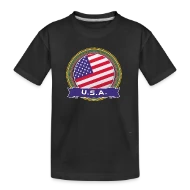 U.S.A. Happy Holi Color Framed U.S.A. Flag Banner - Kid’s Premium Organic T-Shirt